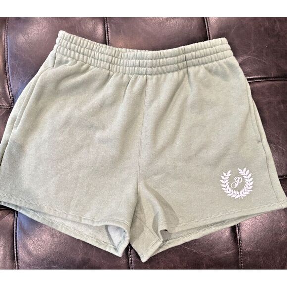 NWT‎ Victoria's Secret PINK Ivy Fleece Campus Shorts Size Small Green Lounge - Picture 1 of 9
